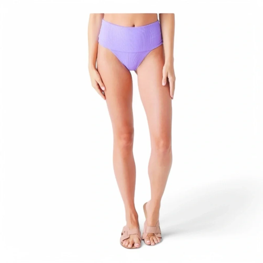 L*Space Pointelle Rib Desi Bikini Bottom in Amethyst NWT
